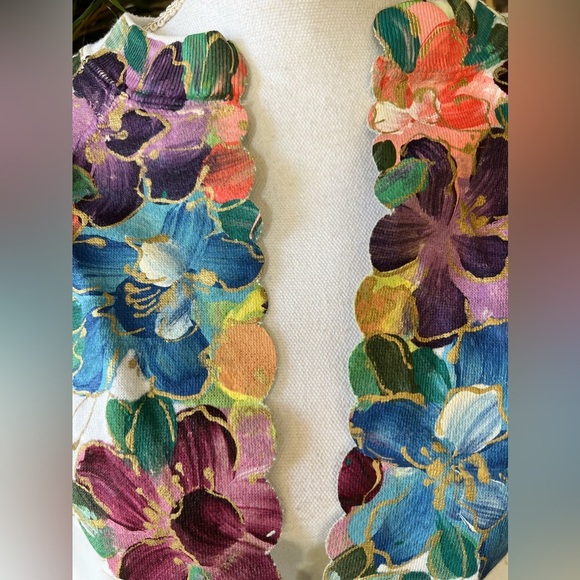 Sweatshirt turned cardigan, hand, painted long sleeve, large,  unique colorful - Picture 4 of 10